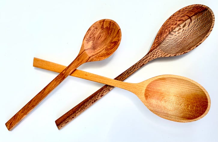 Spoons, Rimu, Rewarewa, Kauri