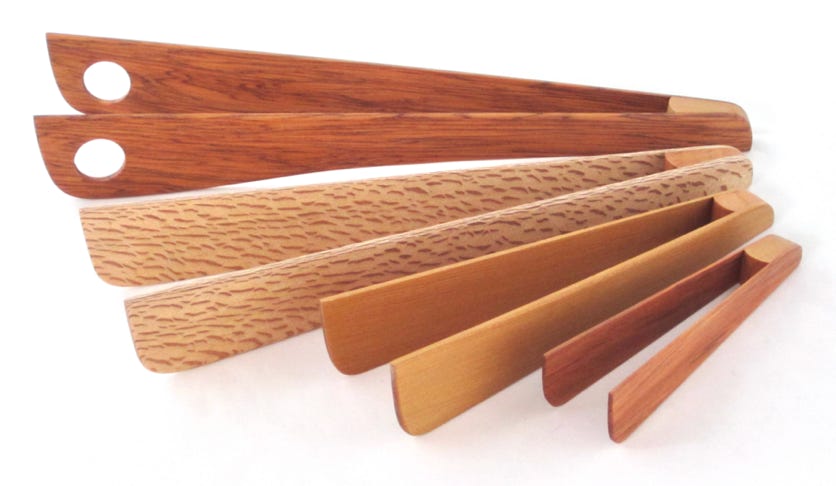 Wooden Tongs Rimu, Kauri, Rewarewa