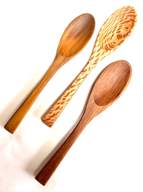 Tea Spoons, NZ Timbers Rimu, Kauri, Rewarewwa