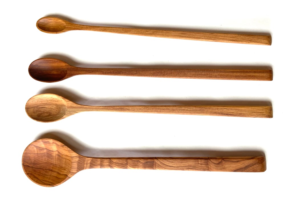 Wooden Rimu scoop spoons hand crafted